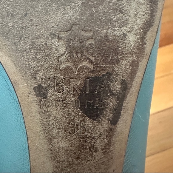 Furla teal Italian leather ballet flats 36 - Picture 7 of 7